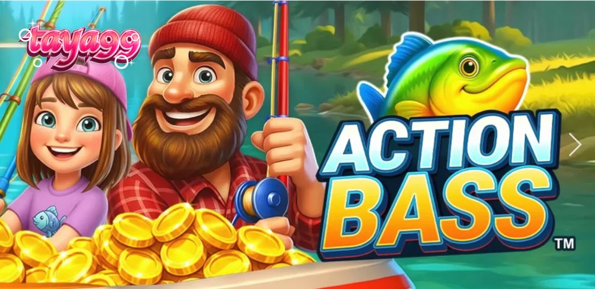 Isang masayang eksena ng pamilyang mangingisda sa Action Bass slot